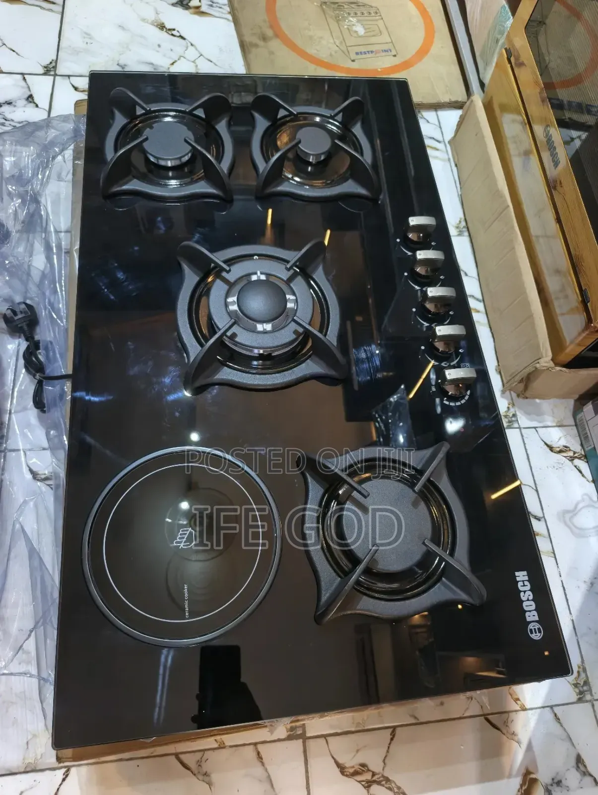 Quality Bosch Built-in Glass Top 5 Burners Gas Electric Cooker Hob.