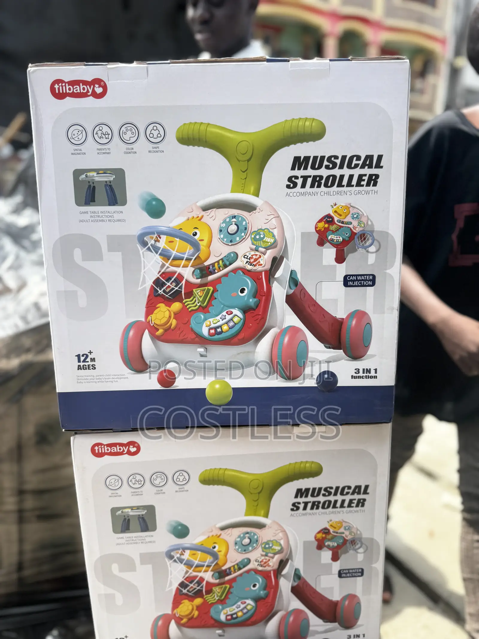 3-in-1 Musical Baby Walker With a Game Table and Basketball Hoop.