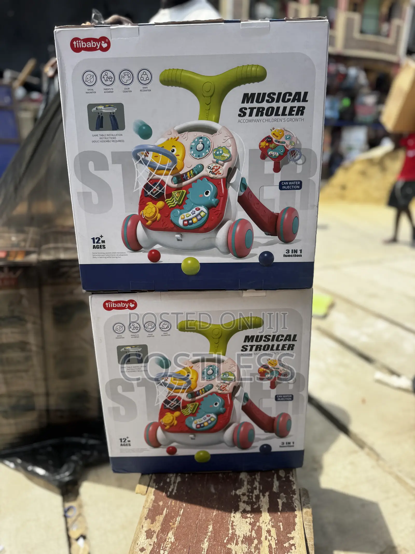 3-in-1 Musical Baby Walker With a Game Table and Basketball Hoop.