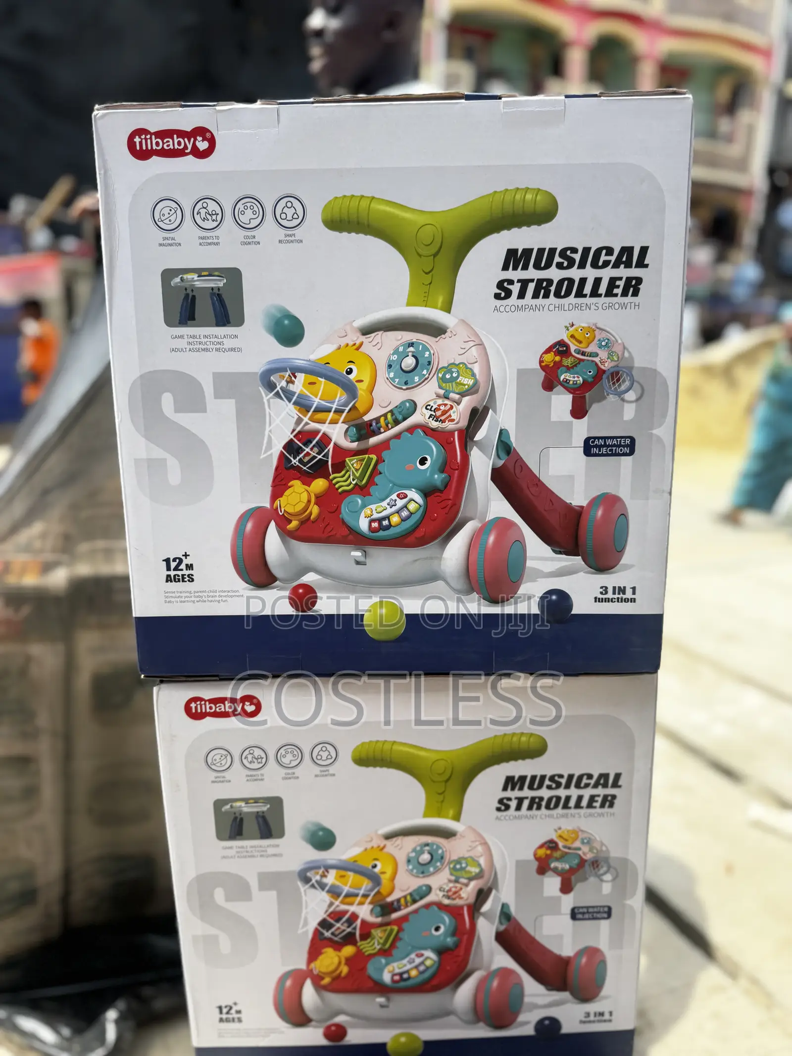 3-in-1 Musical Baby Walker With a Game Table and Basketball Hoop.