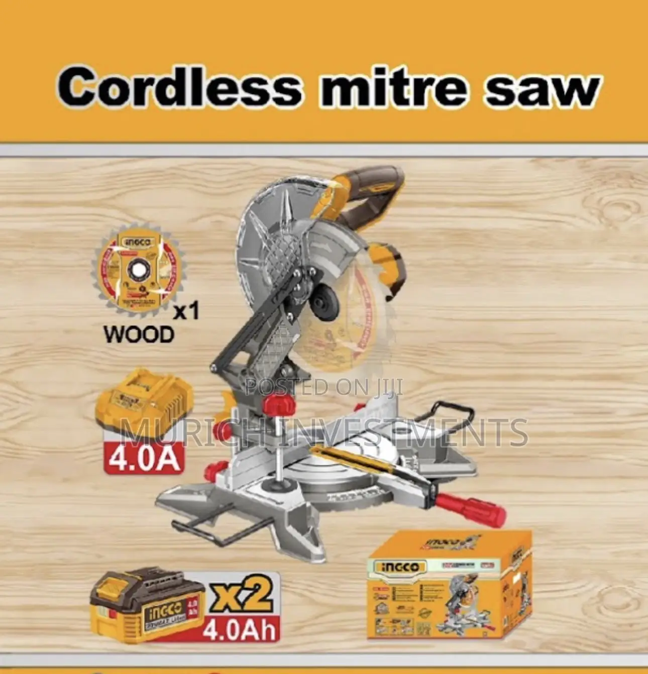 Ingco 20v Cordless Mitre Saw With 2 Batteries Charger – 210mm
