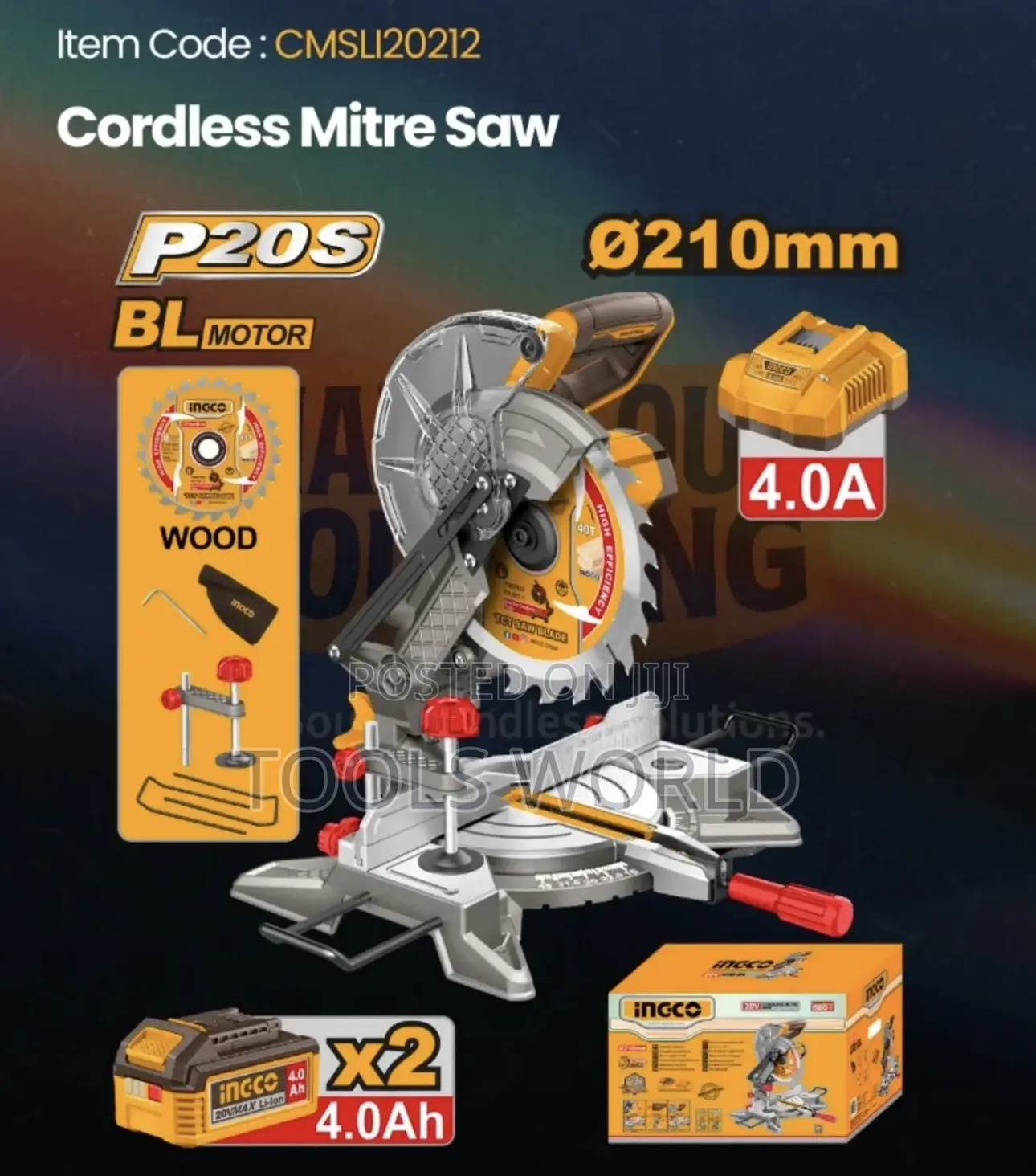 Cmsli20212 20v Cordless Mitre Saw With 2 Batteries & Charger