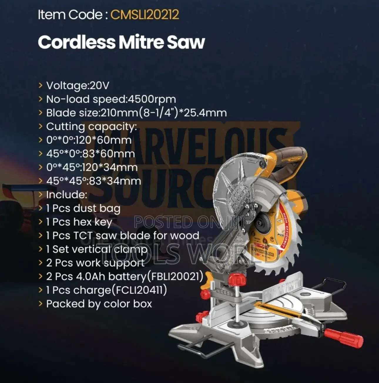 Cmsli20212 20v Cordless Mitre Saw With 2 Batteries & Charger