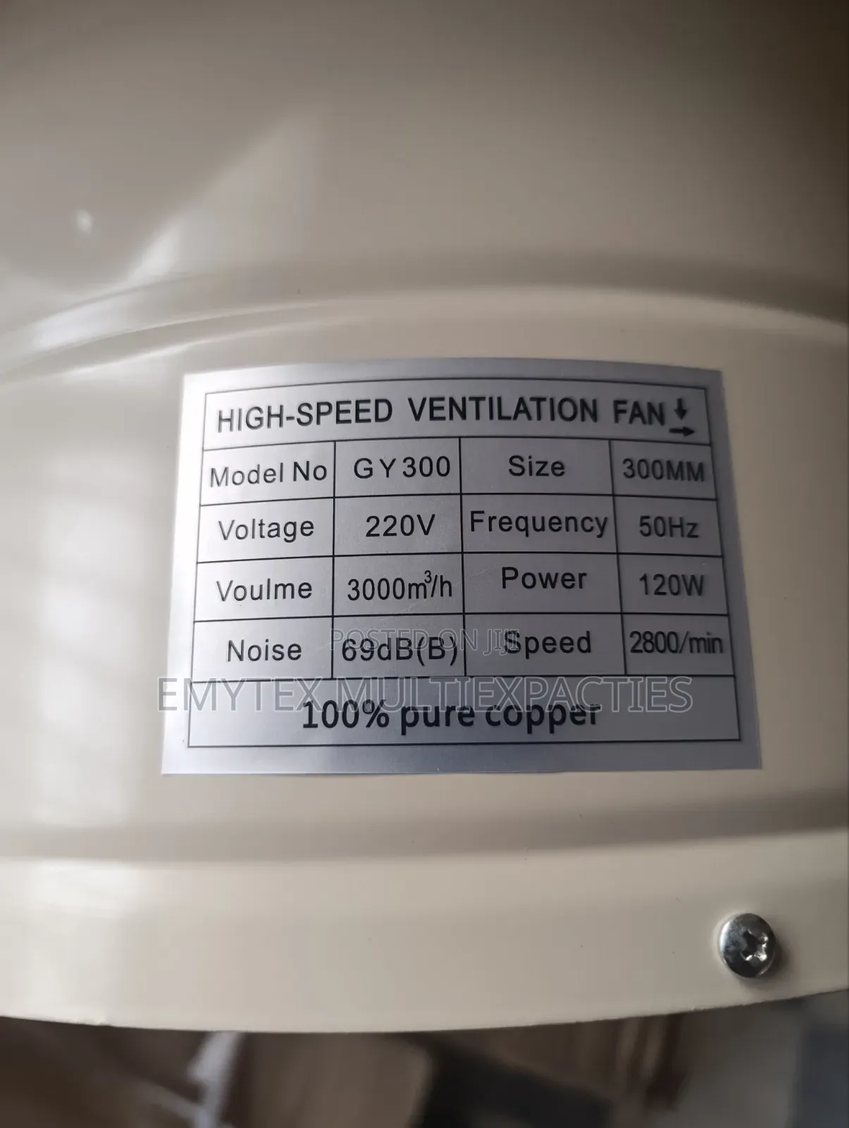 High Speed Ventilation Fan Gy-300 12"