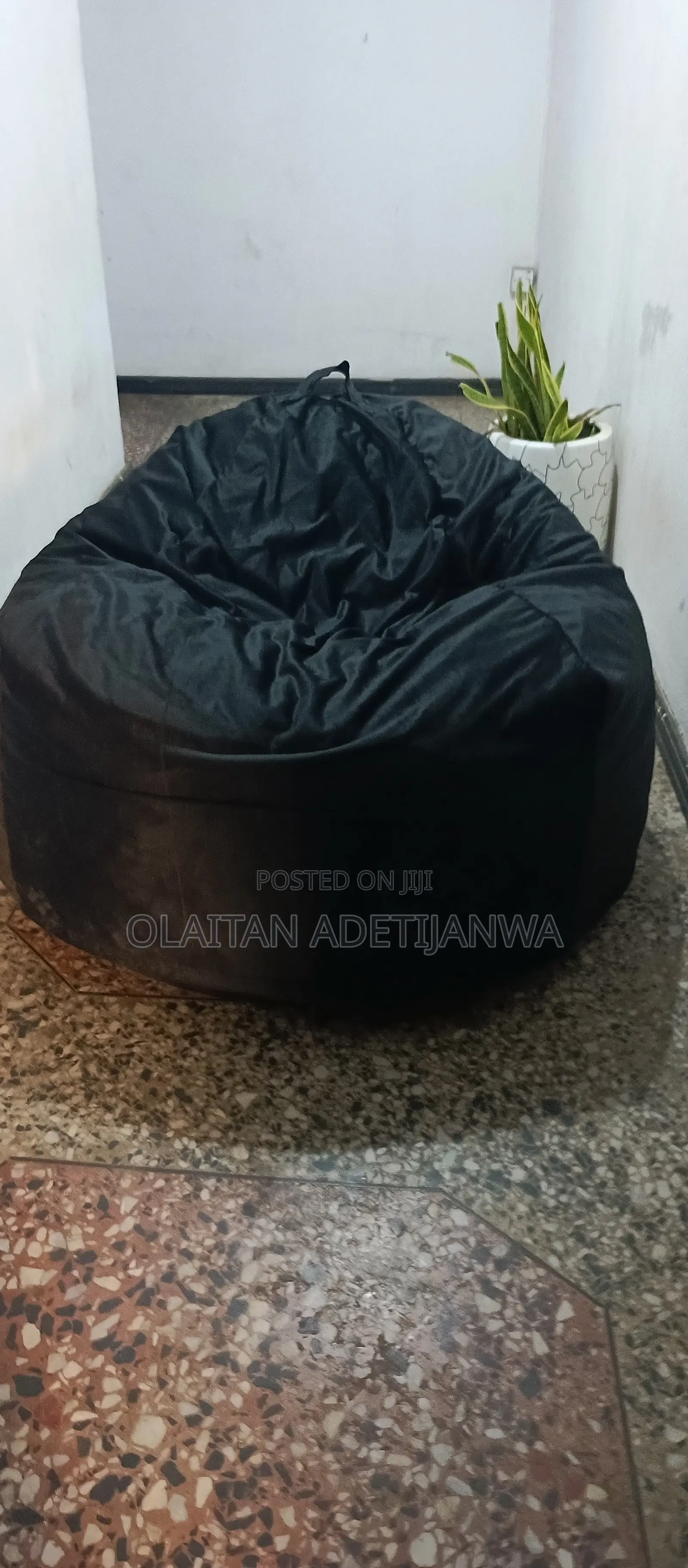 Black Comfy Beanbag Washable Adjustable for Home and Office