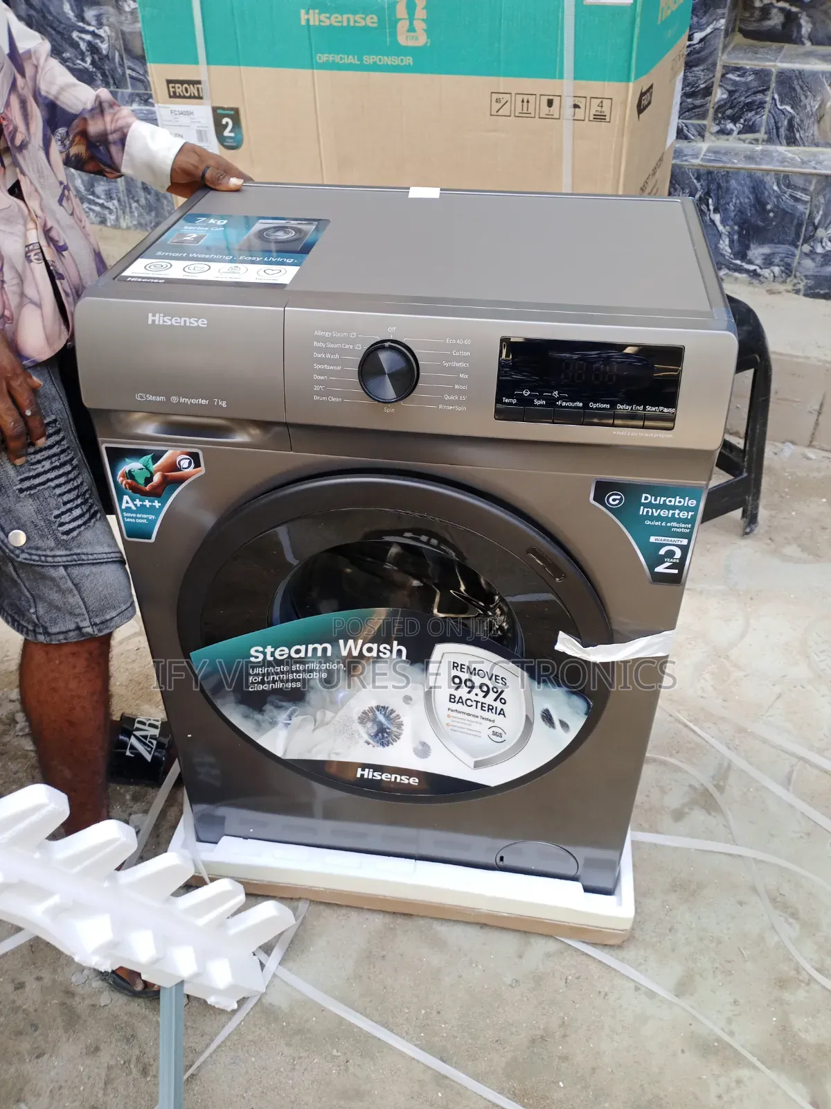 7kg Hisense Inverter Wash and Spin Automatic Washing Machine, Silver