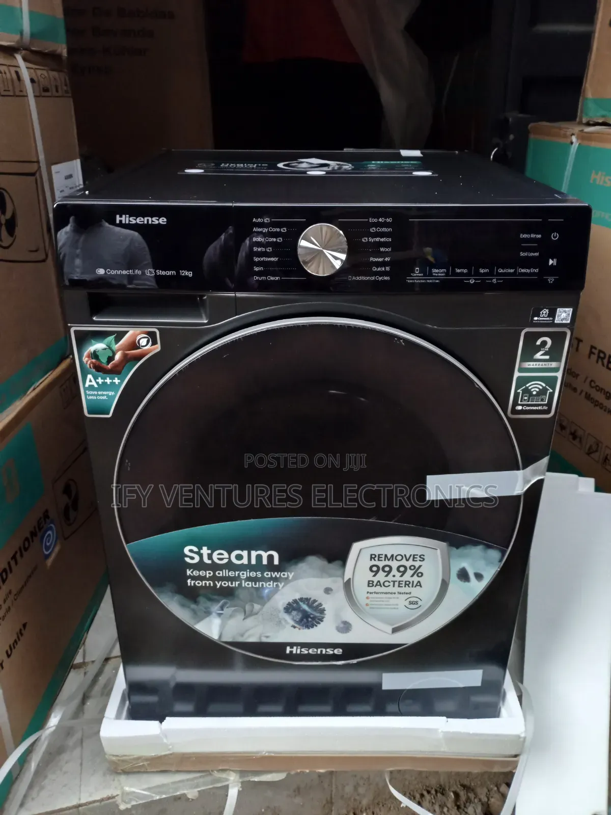 12kg Hisense Wash and Spin, Automatic Washing Machine, Black Color.