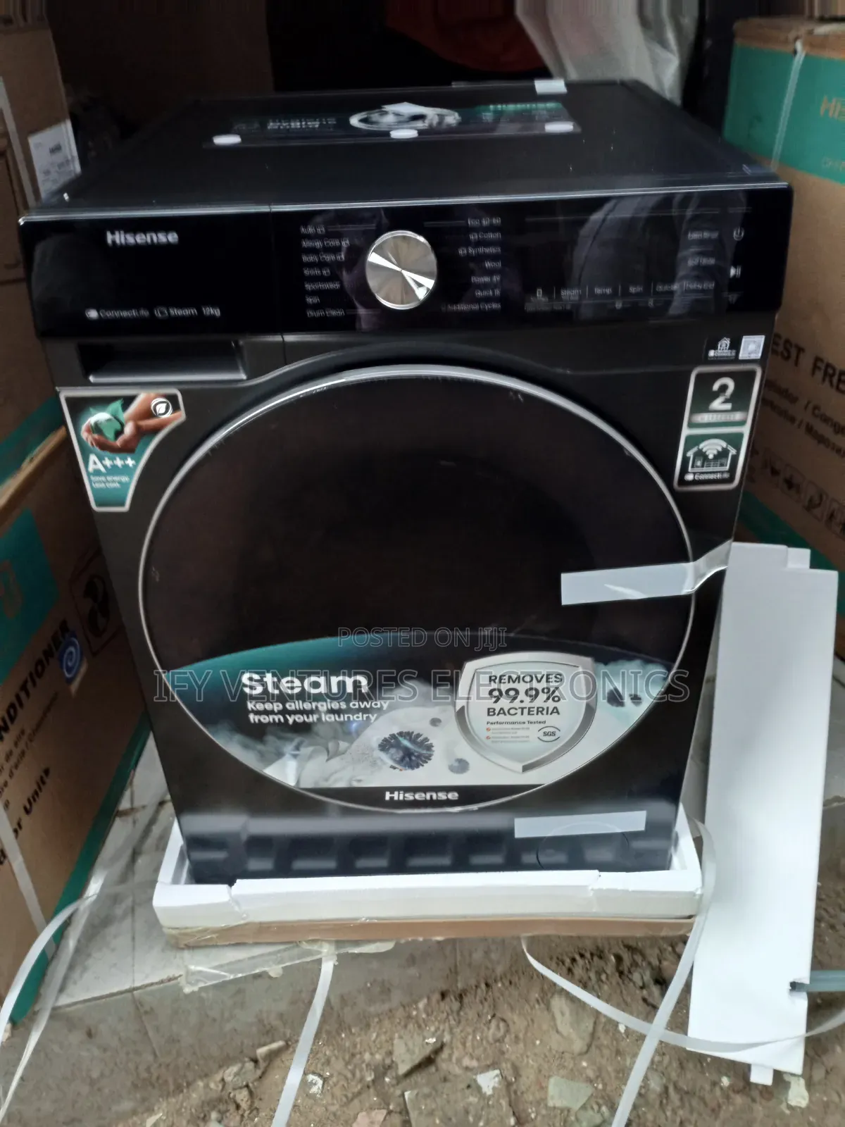 12kg Hisense Wash and Spin, Automatic Washing Machine, Black Color.