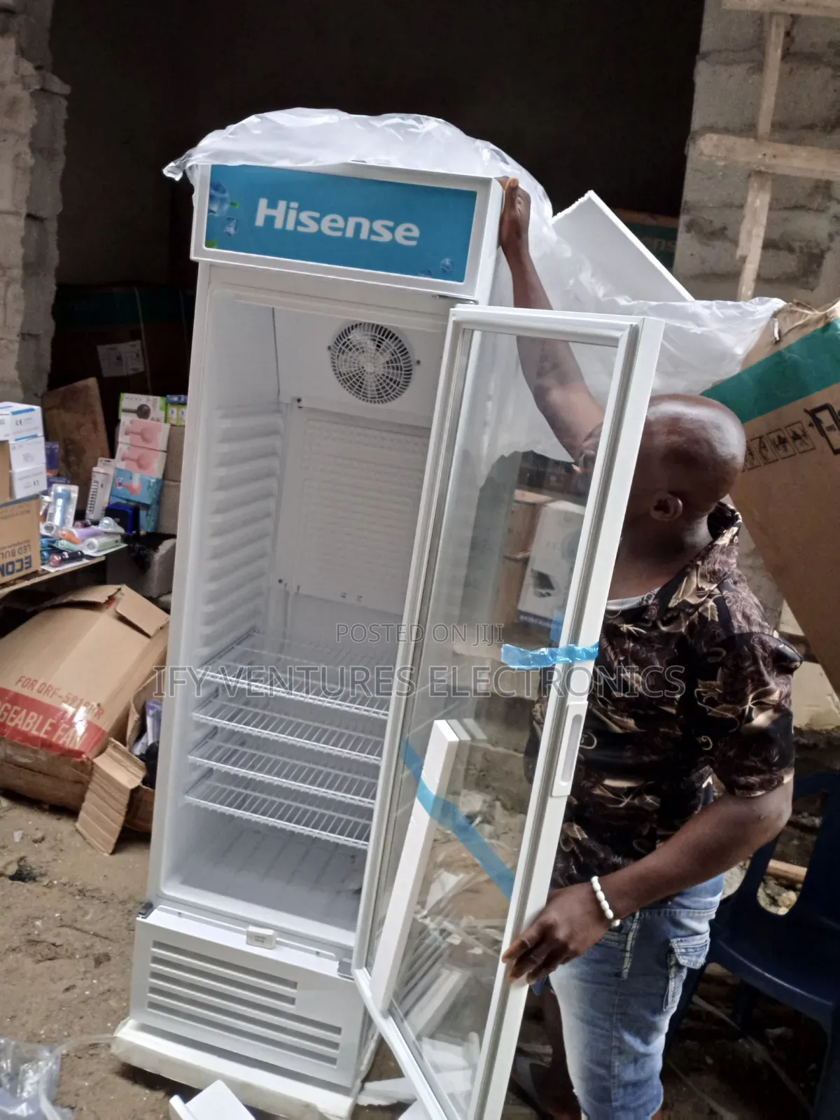 251 Liters Hisense Chiller, 2 Years Warranty, White and Blue Color.