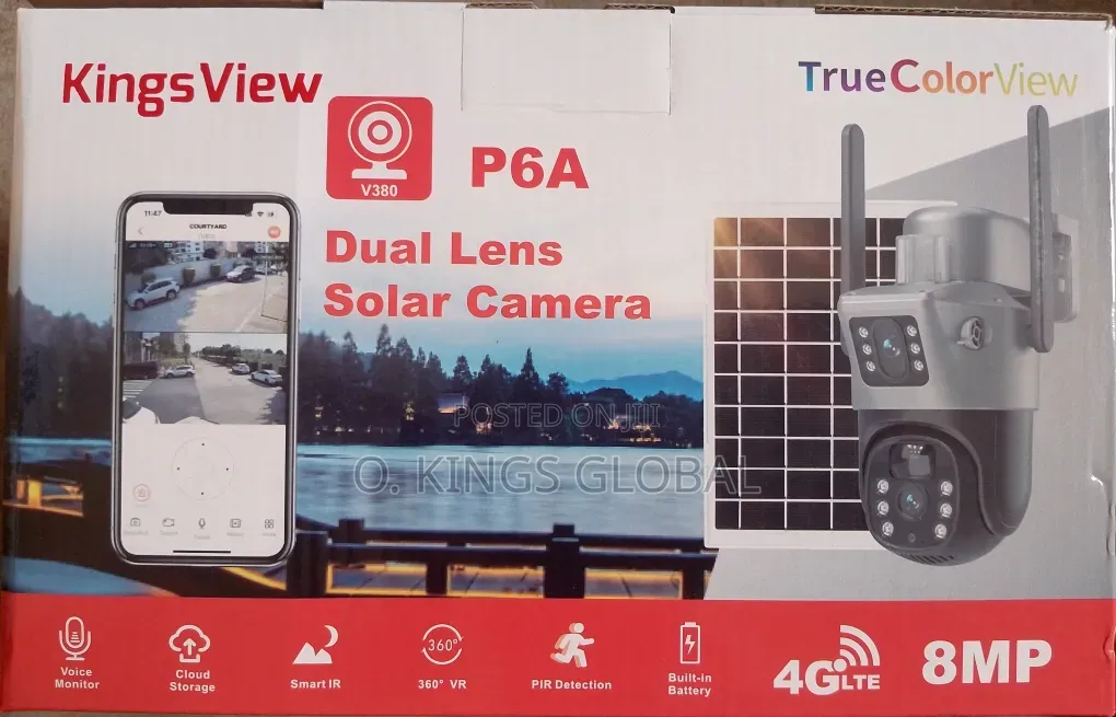 V380 Pro Dual Lens 12mp, 4g, Solar Powered CCTV Camera