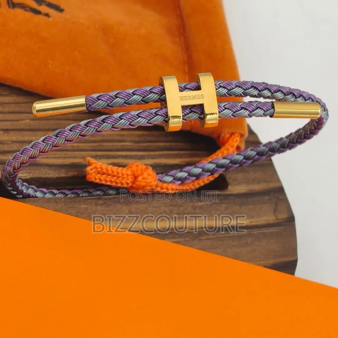 Original Hermes Blue Braided Cord Bracelet Available in Store