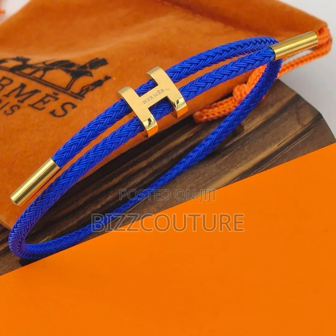 Original Hermes Blue Braided Cord Bracelet Available in Store