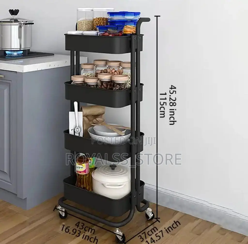 3/4 Tiers Rolling Utility Cart Kitchen Trolleys Heavy Duty Trolley