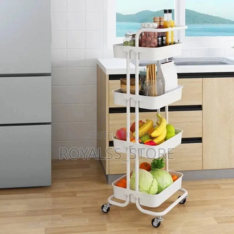 3/4 Tiers Rolling Utility Cart Kitchen Trolleys Heavy Duty Trolley