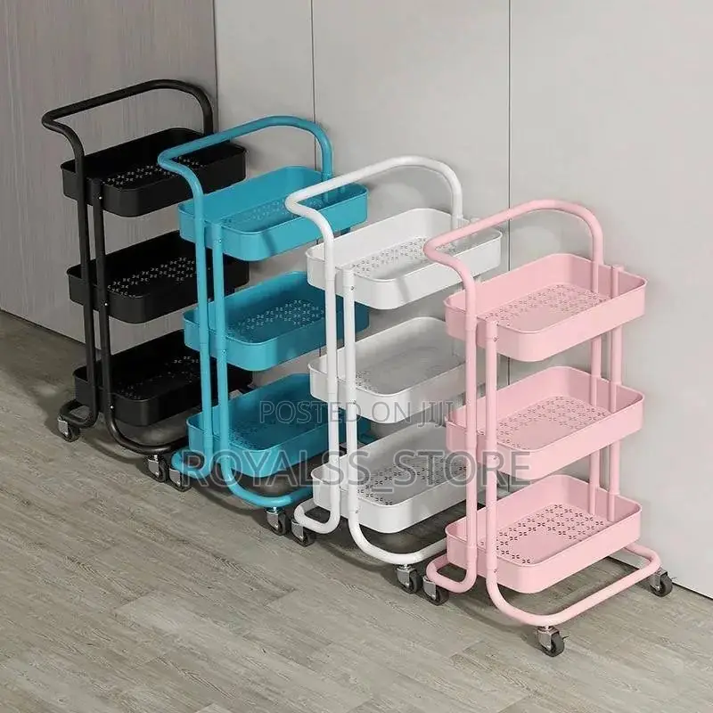 3/4 Tiers Rolling Utility Cart Kitchen Trolleys Heavy Duty Trolley