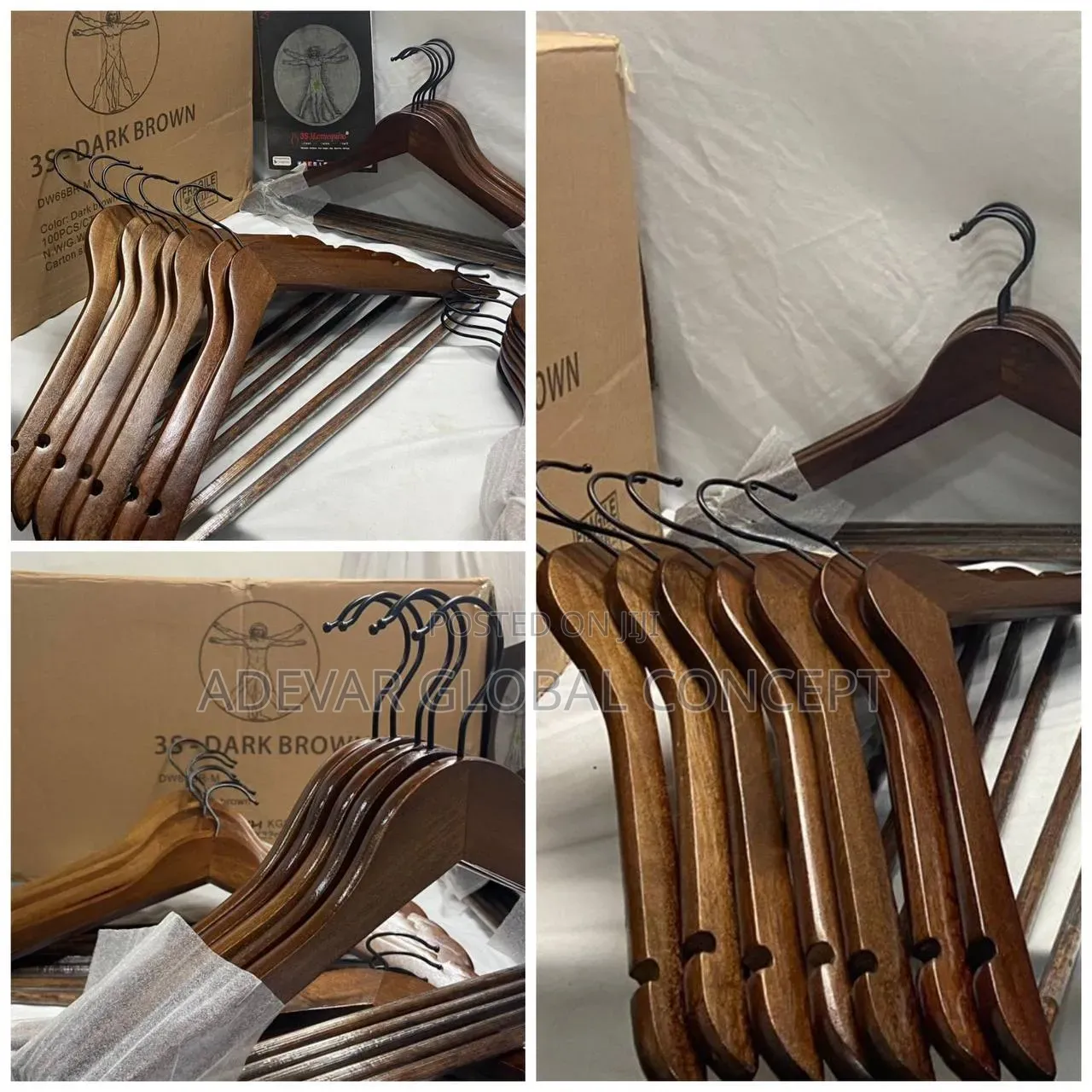 10pcs Set Dark Brown Wooden Hanger (Pack of 10)