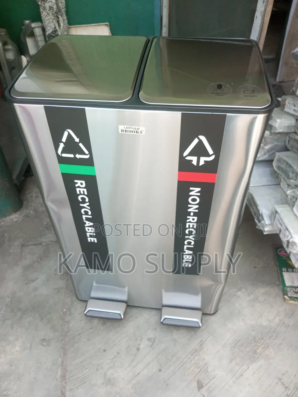 60ltrs Double Pedal Stainless Waste Bin (Brooks Flendzy)