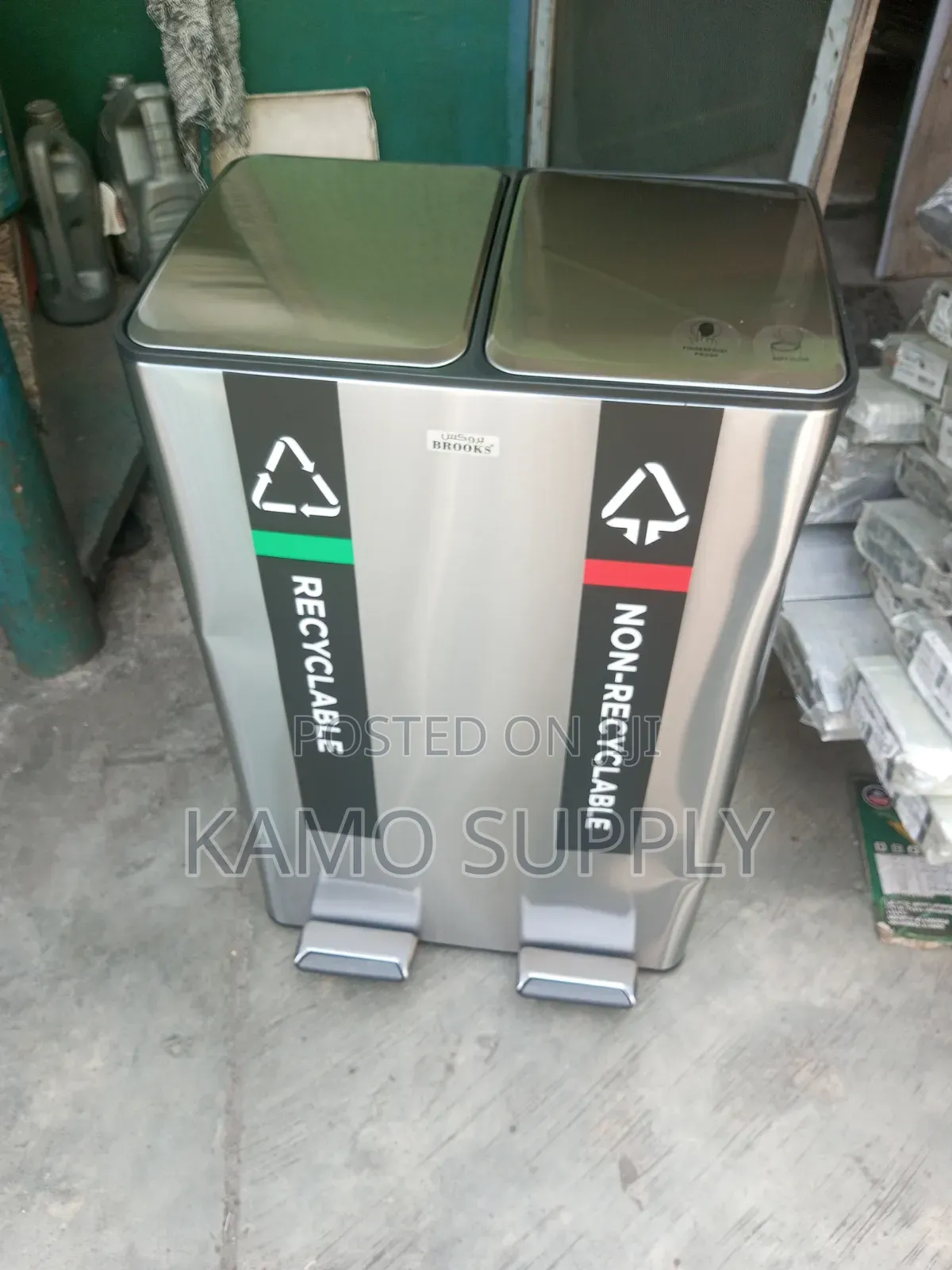60ltrs Double Pedal Stainless Waste Bin (Brooks Flendzy)