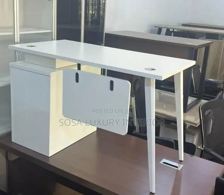 Premium Imported Modern White Office Desk With Storage