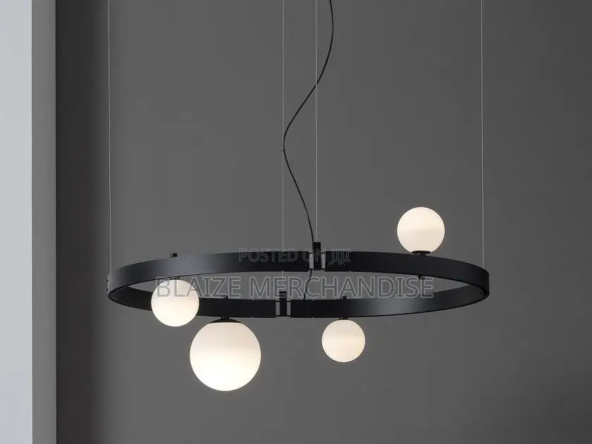 Circular Stant Pendant Chandelier Lamp, Black
