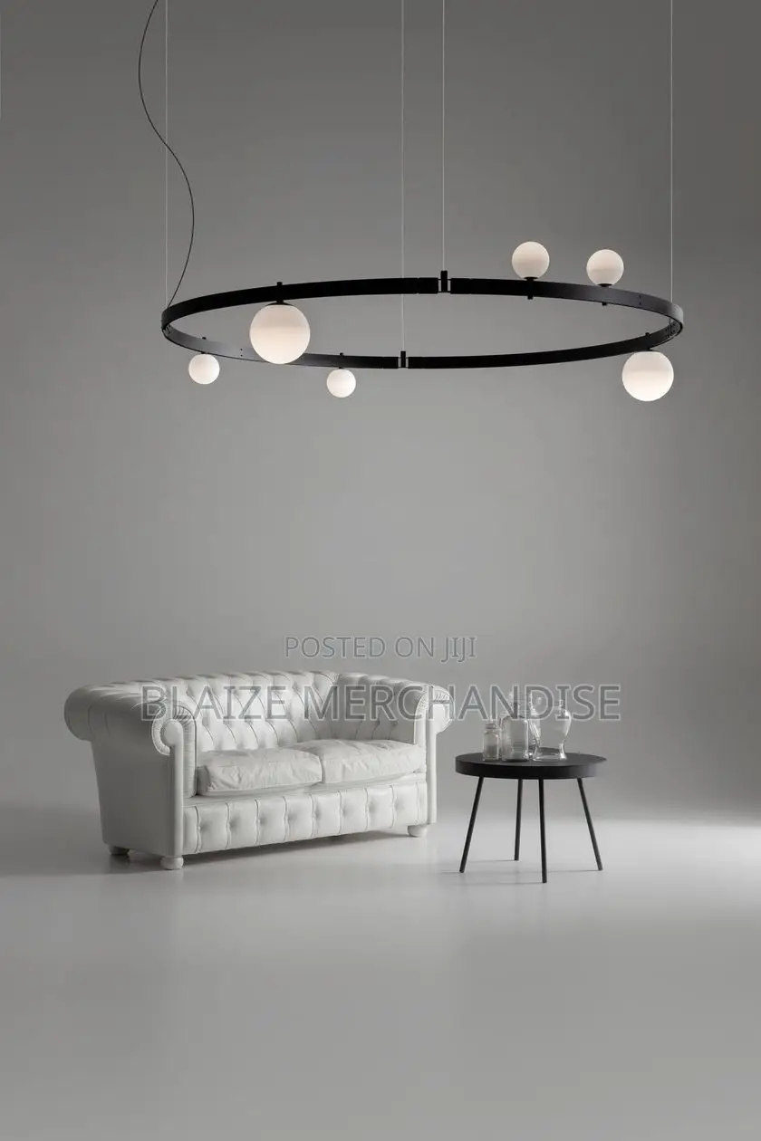Circular Stant Pendant Chandelier Lamp, Black