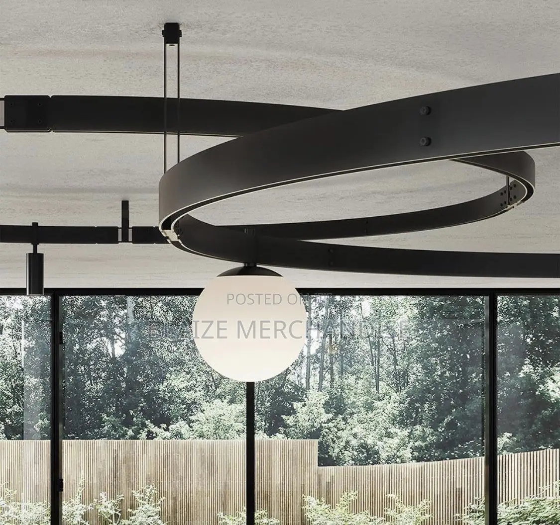 Circular Stant Pendant Chandelier Lamp, Black