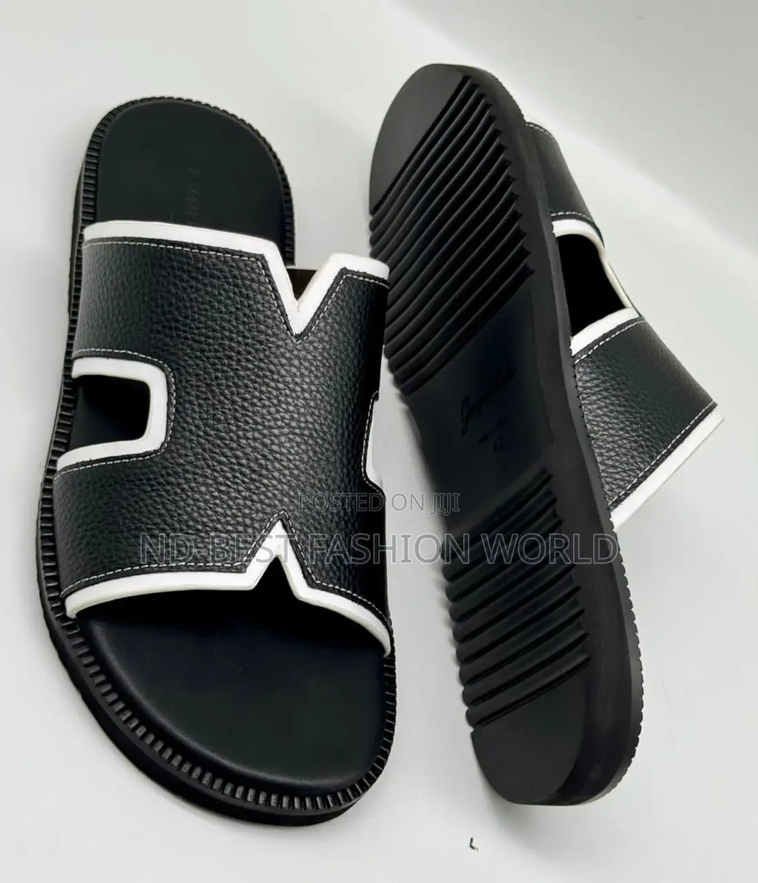 Black Leather Slippers