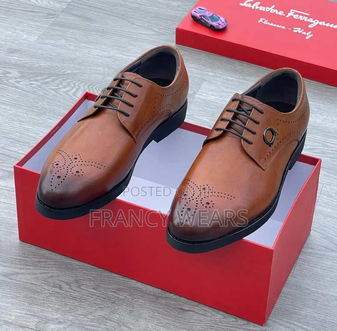 Luxury Brown and Black Leather Brogue Derby Shoes for Men