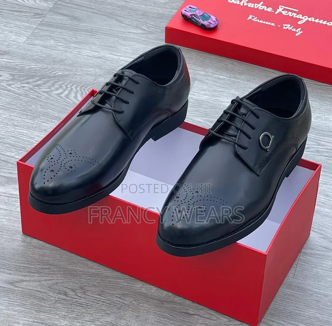 Luxury Brown and Black Leather Brogue Derby Shoes for Men