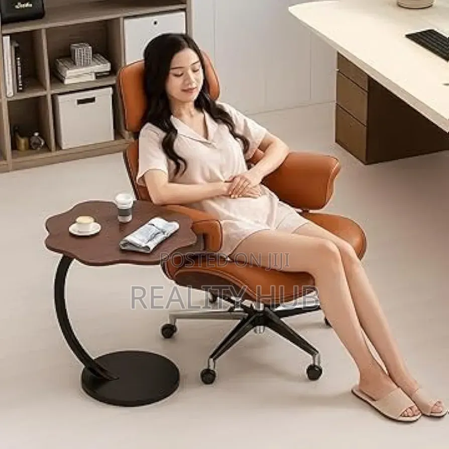 Curved Table With Wooden Top 40cm Compact End Table Metal Base Sofa