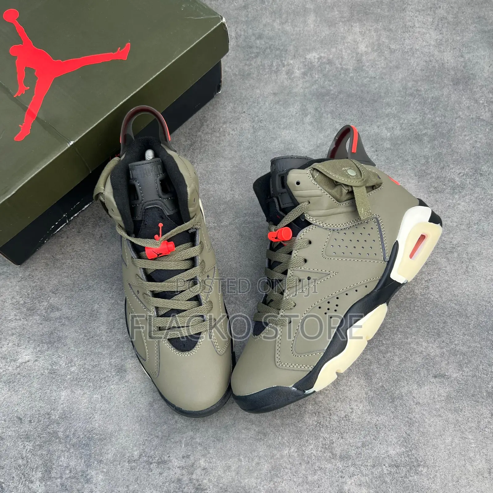 Original Travis Scott X Jordan 6 Retro British Khaki Sneakers