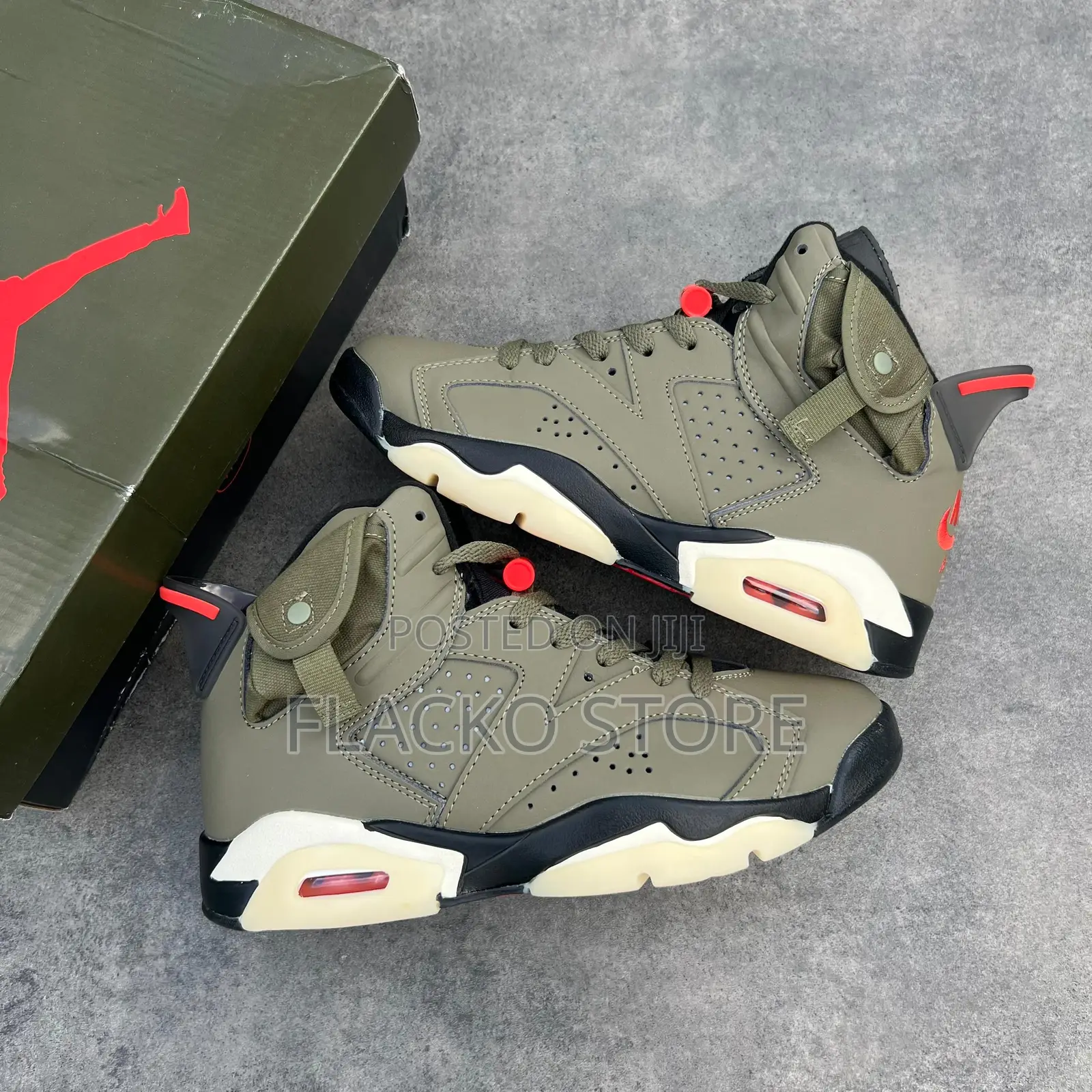 Original Travis Scott X Jordan 6 Retro British Khaki Sneakers