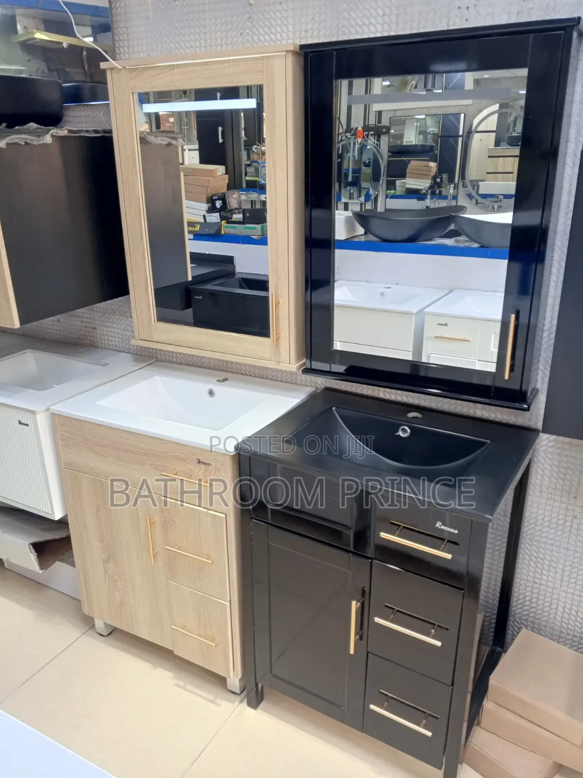 Brown Standing Carbinet Basin With Led Mirror