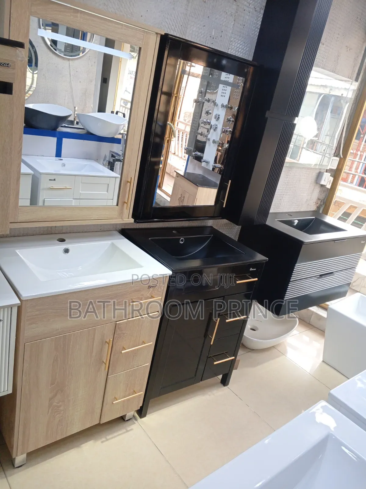 Brown Standing Carbinet Basin With Led Mirror