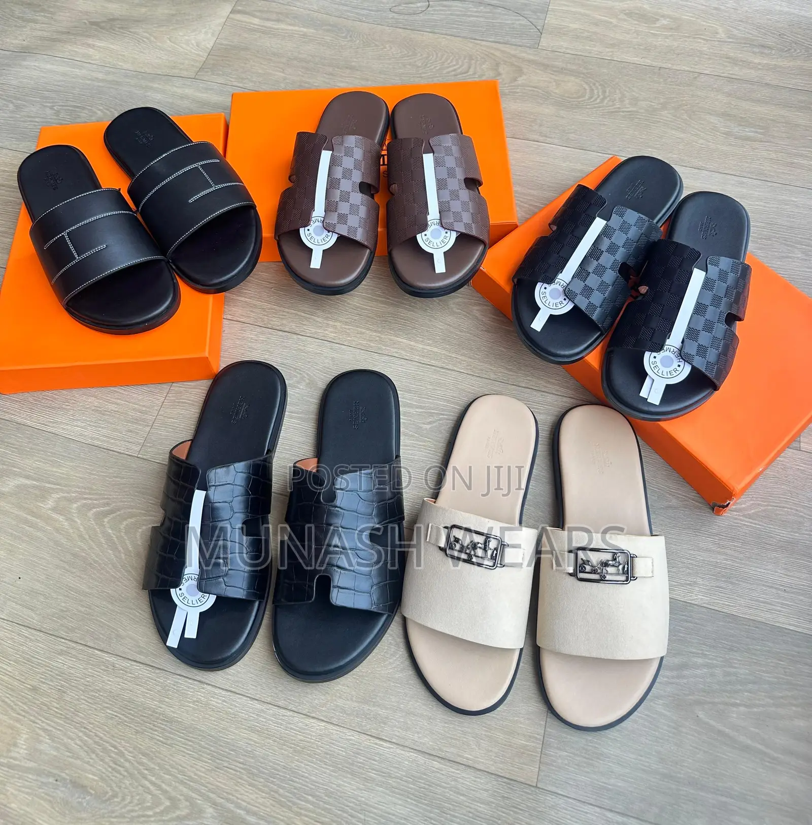 Hermes Leather Slipers 40-46