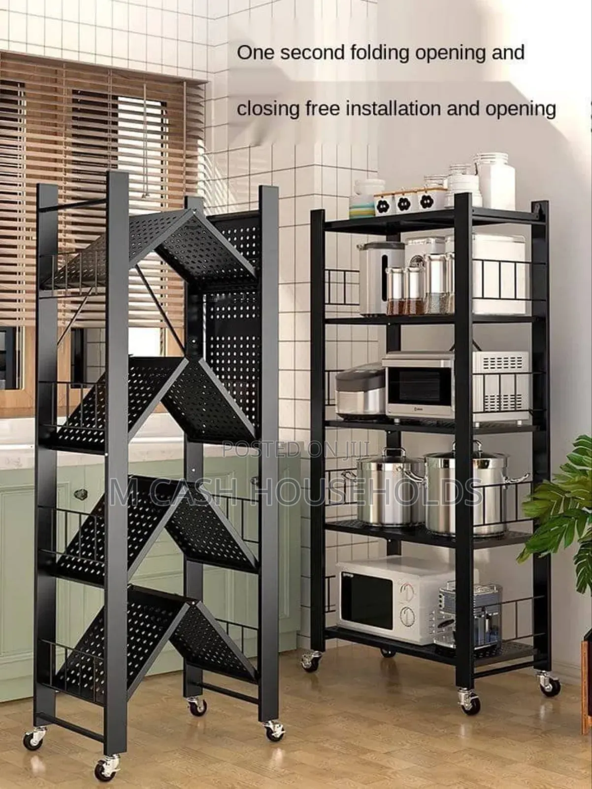 Foldable Storage Shelf With Wheels -5layers