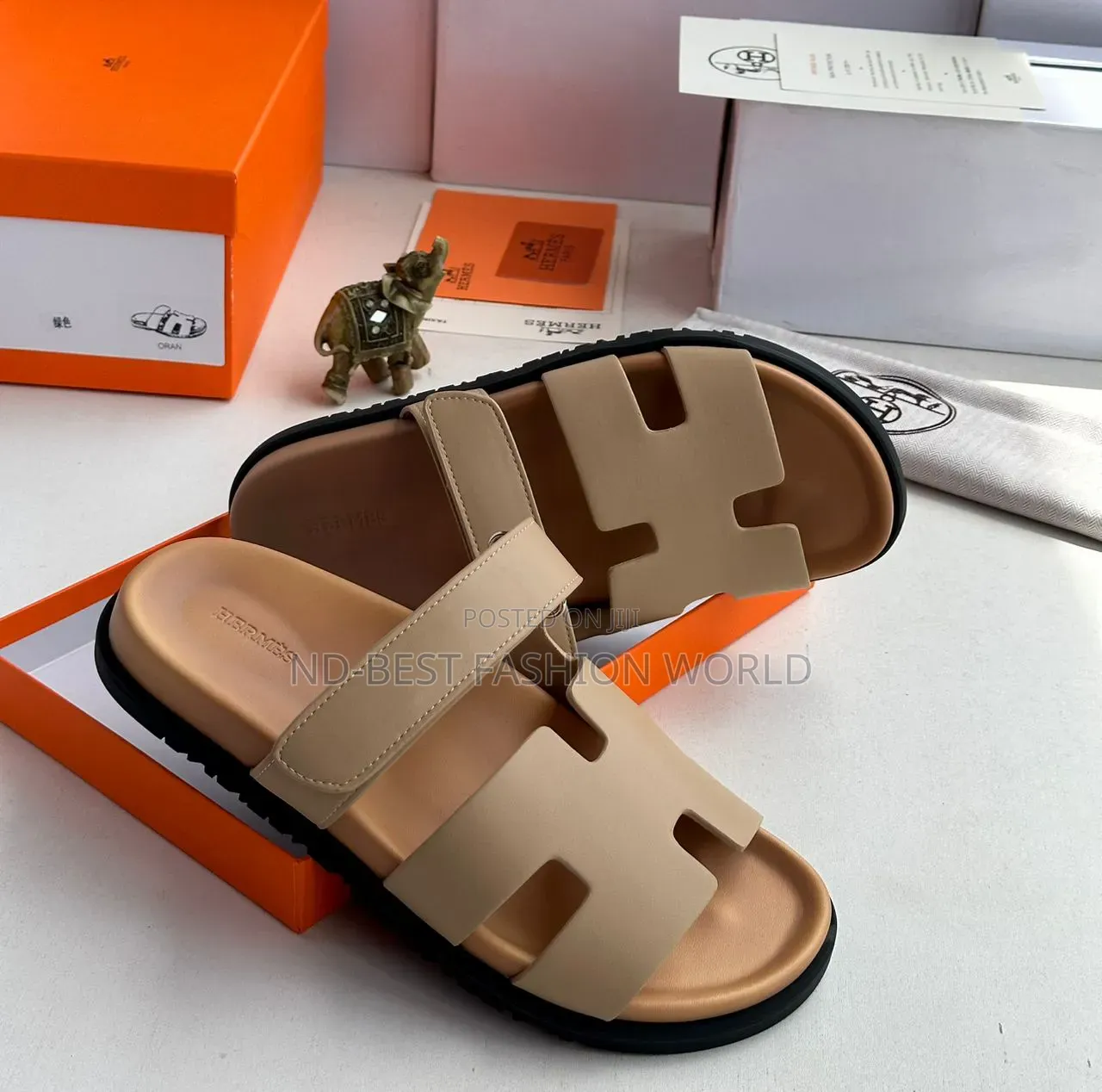 Hermes Ash Color Slippers