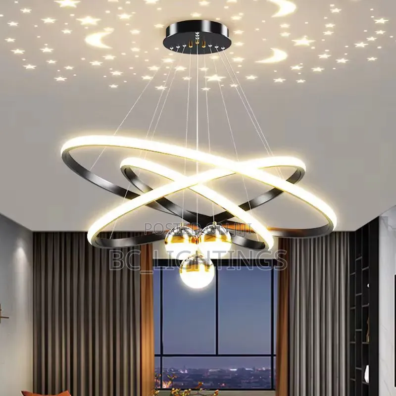 Modern Led Dining Room Chandeliers Simple Ring Decorative Light 800mm