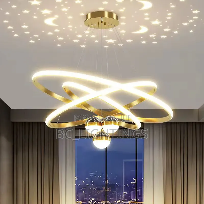 Modern Led Dining Room Chandeliers Simple Ring Decorative Light 800mm