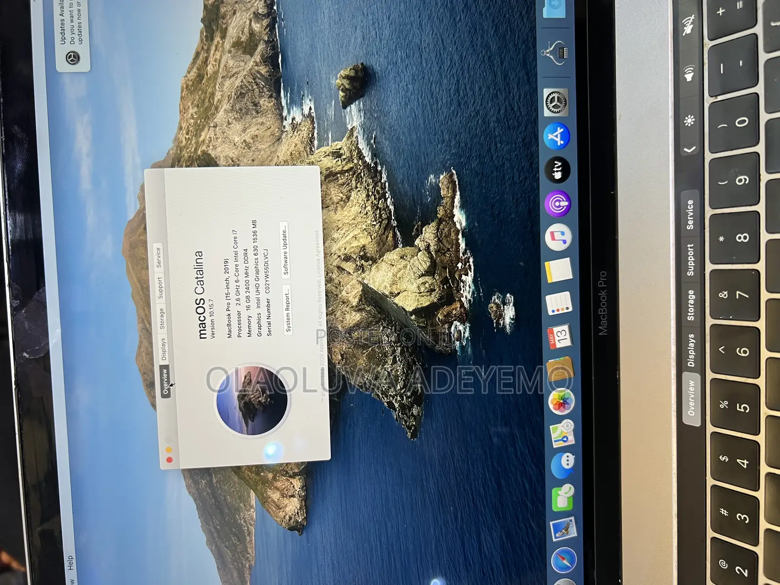 Laptop Apple MacBook Pro 2019 16GB Intel Core i7 SSD 256GB