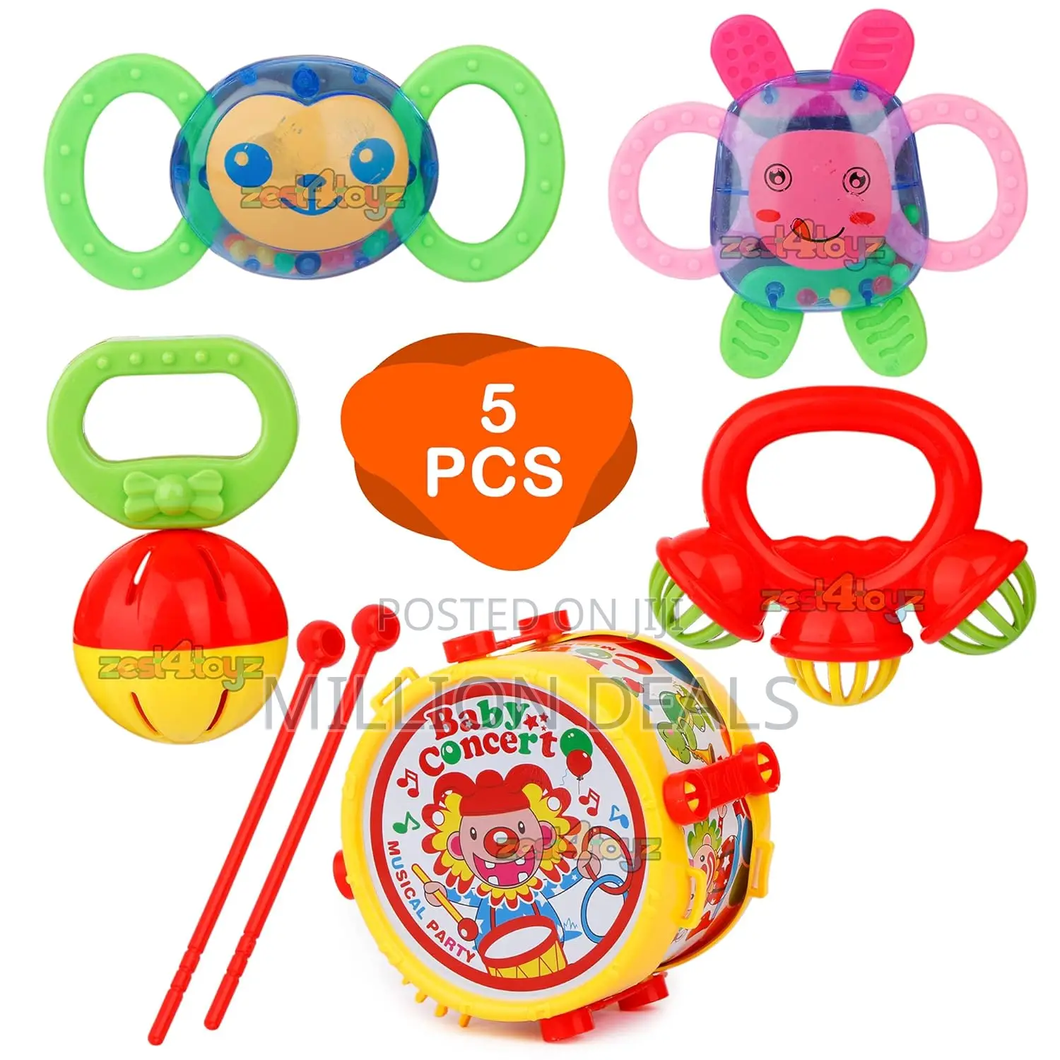 Rattle Musical Toy Toddlers Infants Colorful Rattles (Pack of 5)