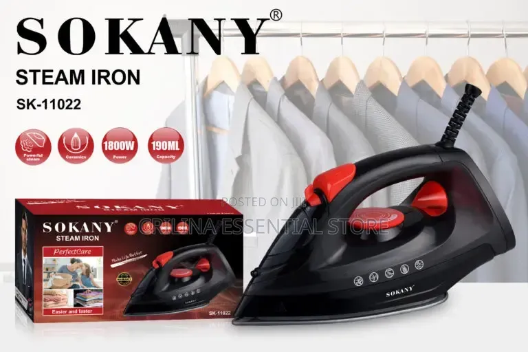 Sokany Sk-11022 Steam Iron With Ceramic Soleplate and 190ml Water Tank