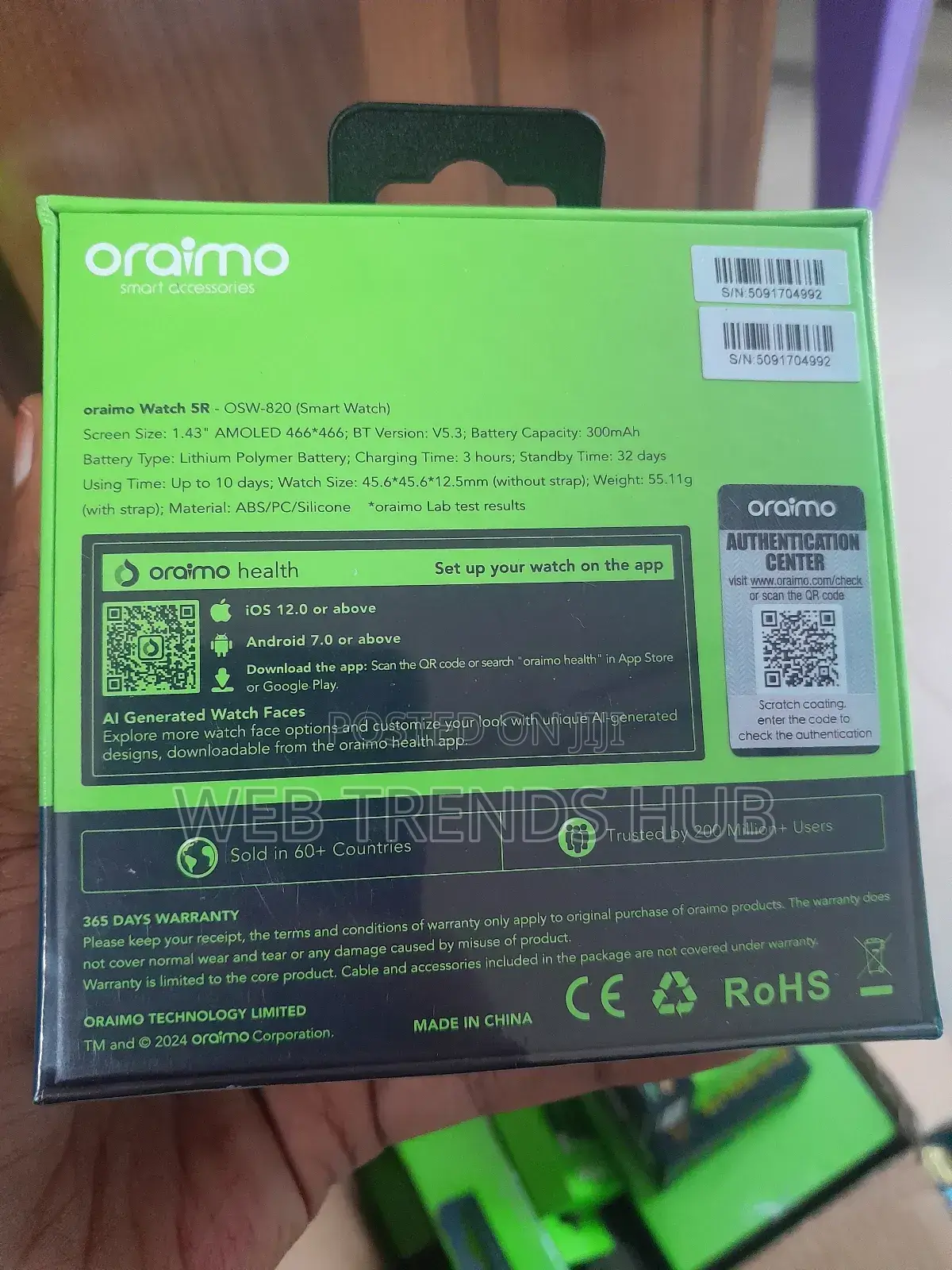 Oraimo Watch 5r (Osw-820) 1.43'' Amoled Display Smartwatch