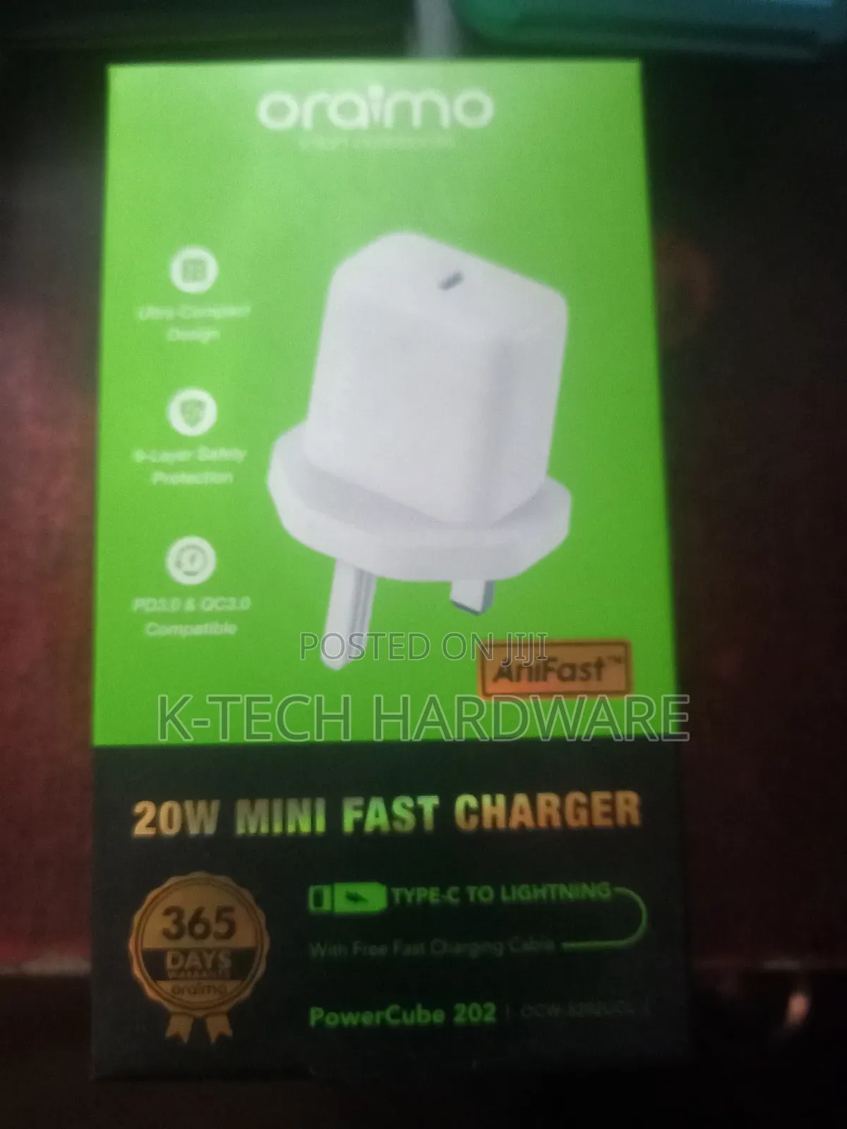 20w Oraimo Type-C to Lightning Charger Power Cube 202