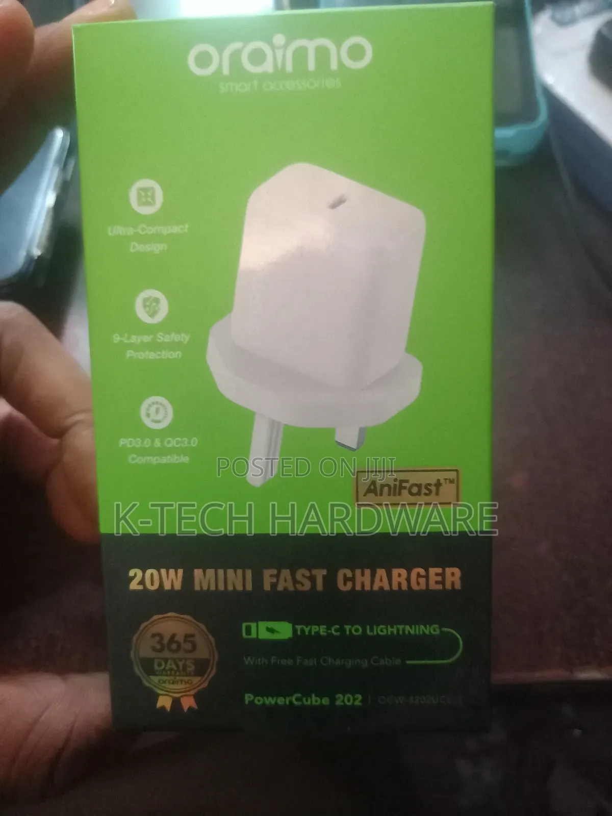 20w Oraimo Type-C to Lightning Charger Power Cube 202