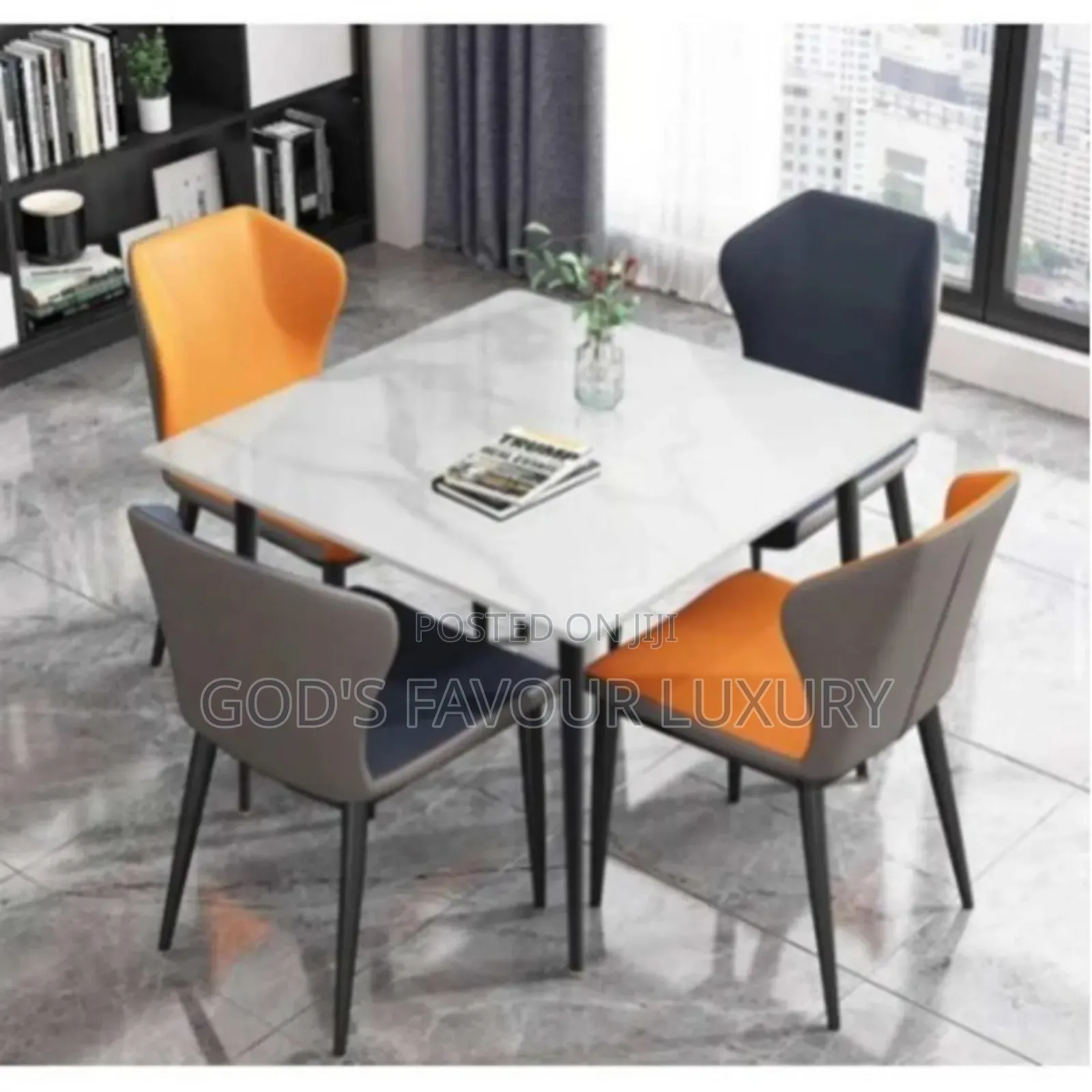 Dining Table Set of 4 Chairs - Orange