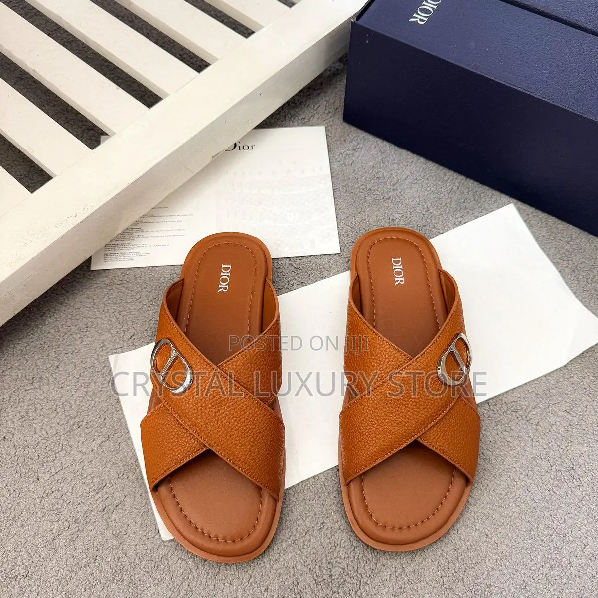 Dior Quality Luxury Men Genuine Leather Slippers