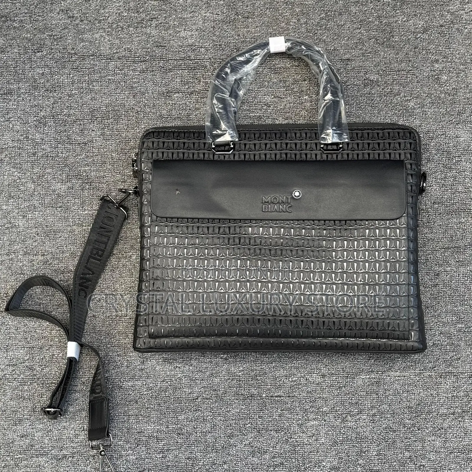 Mont Blanc Quality Luxury Men Genuine Leather Laptop Bag