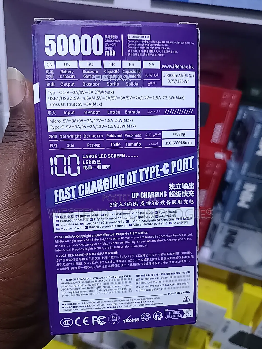 Remax 50,000mah Quick Charge Power Bank 27w Pd