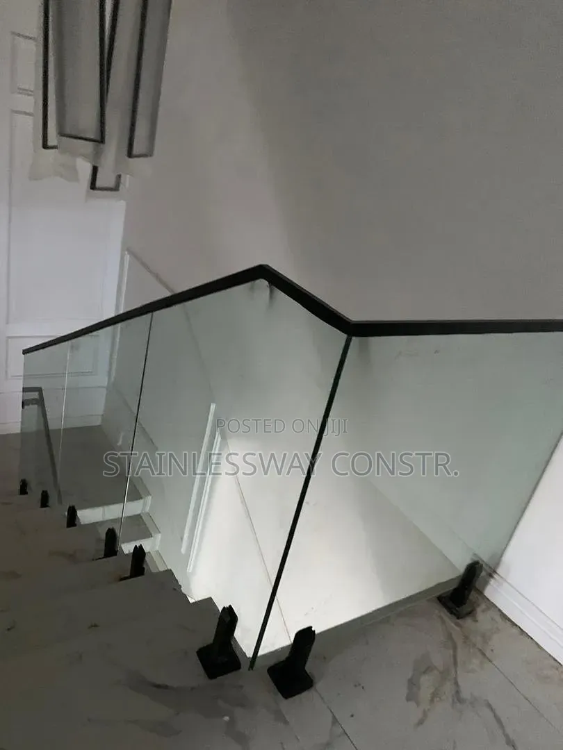 Plain Glass With Black Spigot Base Railing